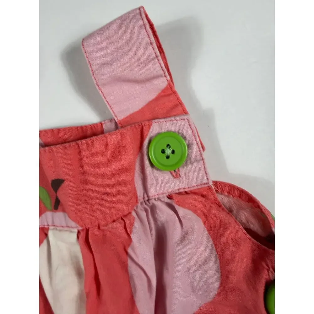 Mini Baby Boden Pear Print Shortalls Romper Size 6-12 Months